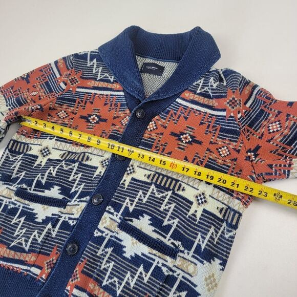 Lucky Brand Southwestern Print Shawl Cardigan Aztec Tribal Mens L Chunky Heavy - Picture 7 of 14